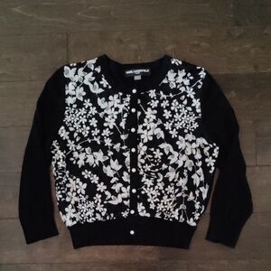 Karl Lagerfeld Black and White Floral Cardigan